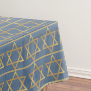 Nappe Star or de David Motif sur Blue