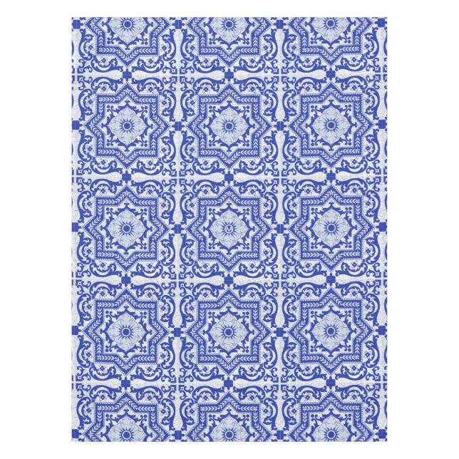 Nappe Style azulejo en céramique craquée bleue Azulejo V (Devant)
