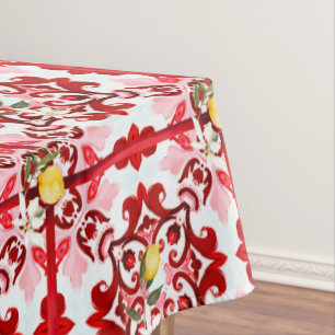 Nappe style italien, carreaux, majolica, citron, impress