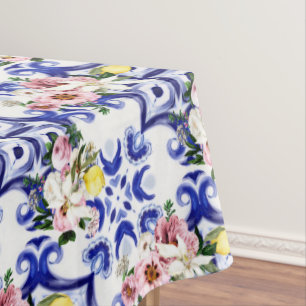 Nappe Style italien, carreaux, majolica, citron tout-des
