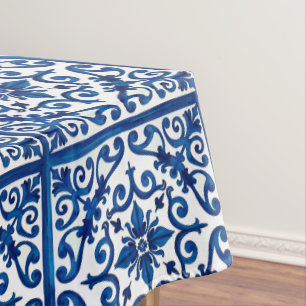 Nappe style italien, méditerranéen, mosaïque, bleu,