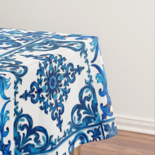 Nappe style italien, méditerranéen, mosaïque, bleu,