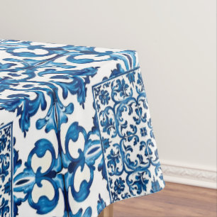 Nappe style italien, méditerranéen, mosaïque, bleu,