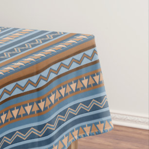 Nappe Style Sud-Ouest Bleu Brown Motif géométrique Petit