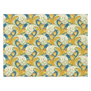 Nappe Style William Morris Tulp Tissu Floral Teal et Or