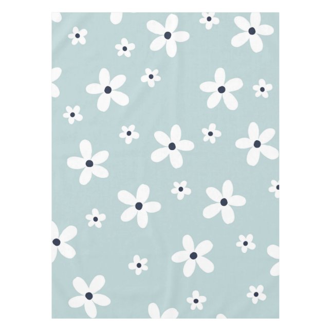 Nappe Summer Boho Blue White Daisy Flowers (Devant)