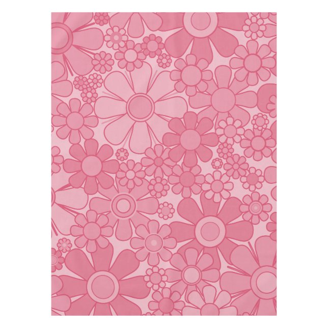 Nappe Super rose rétro 60s les années 70 motif floral (Devant)