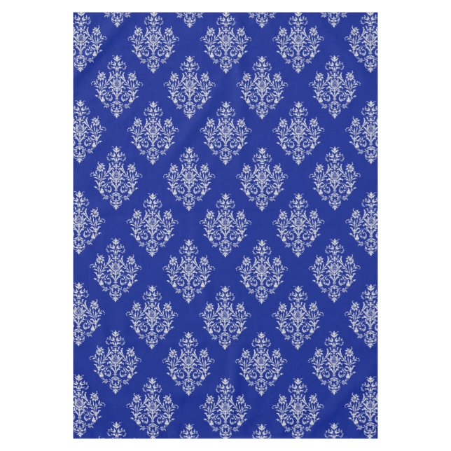 Nappe Superbe et élégant motif Damas sur bleu Cobalt (Devant)