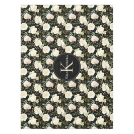 Nappe Superbe Vanille Roses blanches Monogramme personna