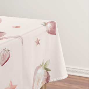 Nappe Sweet Rose fraise amour Coeur et étoiles