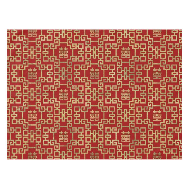 Nappe Symbole de bonheur de double de motif de Chinois (Devant (Horizontal))
