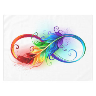 Nappe Symbole d'infini avec plume arc-en-ciel