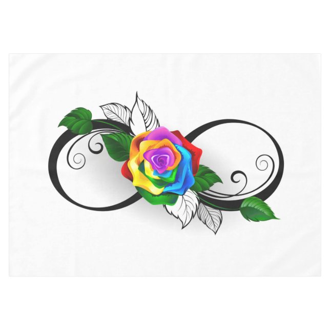 Nappe Symbole d'infini avec Rose arc-en-ciel (Devant (Horizontal))