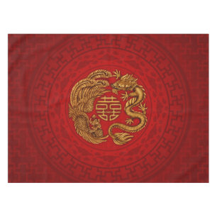 Nappe Symbole du Bonheur avec Phoenix et Dragon