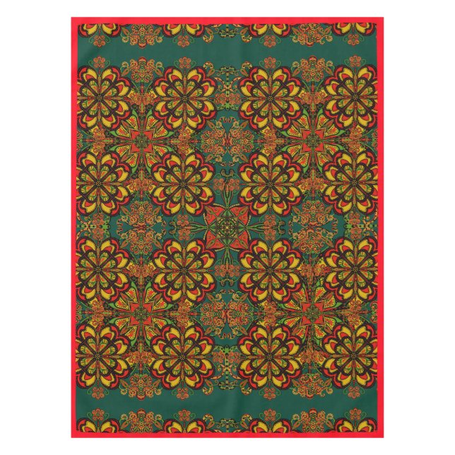 Nappe Tapisserie rouge, vert et or Motif pour Noël (Devant)