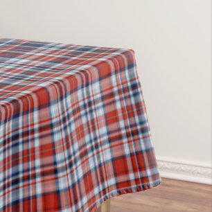 Nappe Tartan blanc et bleu rouge