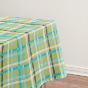 Nappe Tartan Plaid en vert, Aqua, Noir, Crème, Jaune