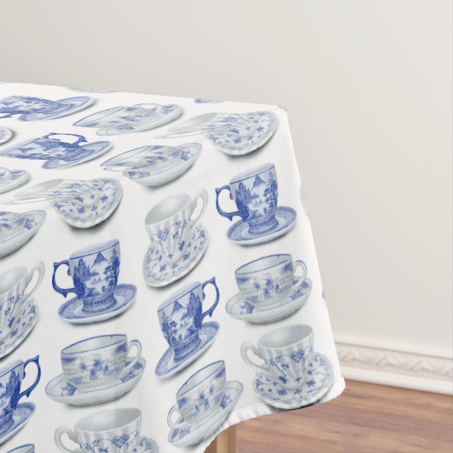 Nappe Tasse de thé bleue et blanche (In Situ)