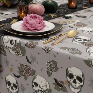 Nappe Taupe Gray Gothic Skuls et Halloween Rose