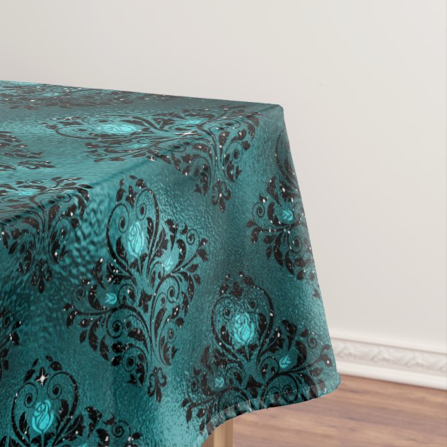 Nappe Teal ombre Glam Glitter Damask (In Situ)