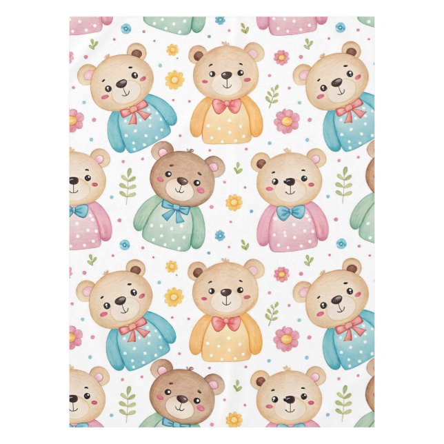 Nappe Teddy bear and flowers (Devant)