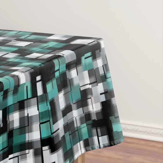 Nappe Tendance Turquoise Vert Bleu Noir Blanc Abstrait P (In Situ)