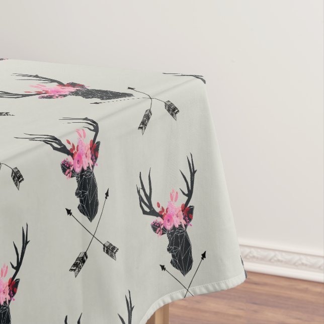 Nappe Tête de cerf géométrique avec fleurs et flèches cr (In Situ)
