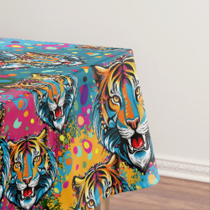 Nappe Tête de tigre couleurs arc-en-ciel peinture taches