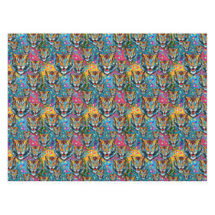 Nappe Tête de tigre couleurs arc-en-ciel peinture taches
