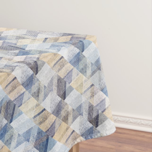 Nappe Textes bleu clair, zigzag beige (In Situ)