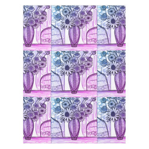 Nappe Tirage Abstrait Art Floral Bleu violet