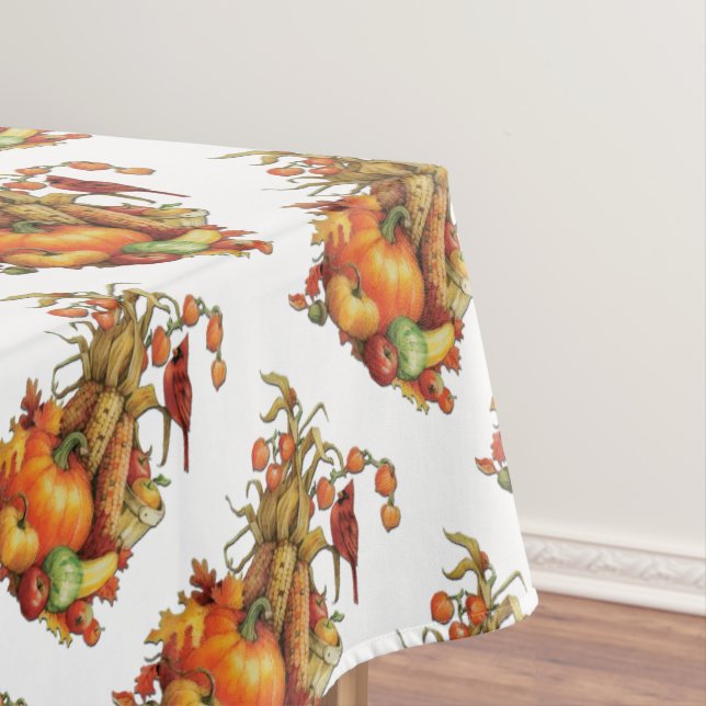 Nappe Tissu de la récolte d'automne Thanksgiving White T (In Situ)
