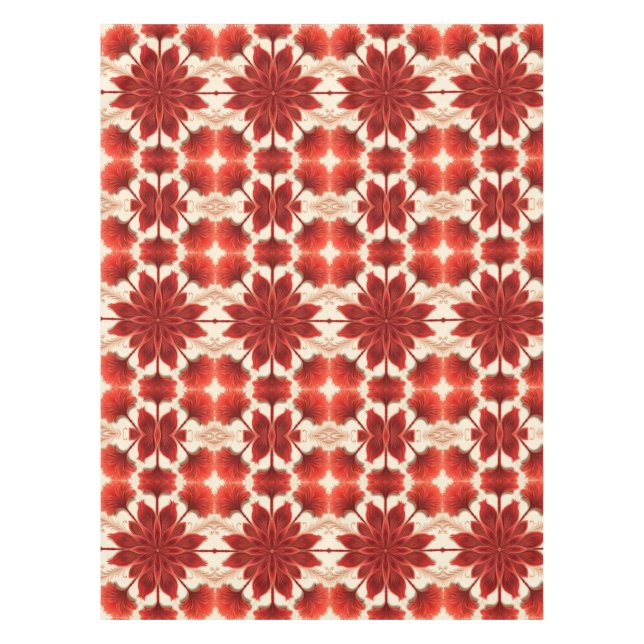 Nappe Tissu de table en coton, motif floral rouge de 52  (Devant)