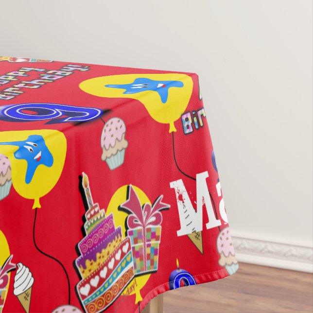 Nappe Tissu de table, Joyeux 9e anniversaire, #9 rouge (In Situ)