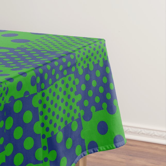 Nappe Tissu patchwork à pois bleu vert  (In Situ)