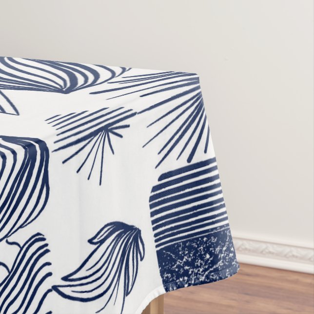 Nappe Tissu Tribal des Caraïbes : blanc, bleu marine (In Situ)