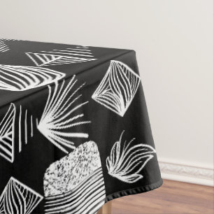 Nappe Tissu Tribal des Caraïbes en gras - noir et blanc,