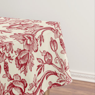 Nappe Toile de tulipes rouge et crème - Décor champêtre