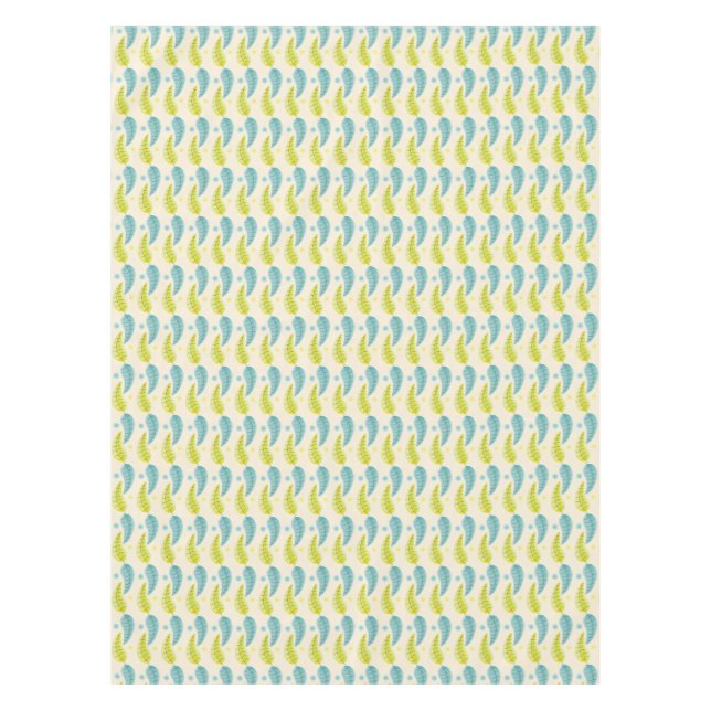 Nappe Toile feuille Chartreuse et Aqua (Devant)