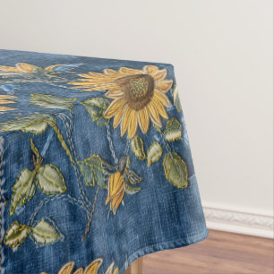 Nappe Tournesols Sur Faux Denim