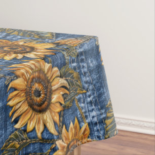 Nappe Tournesols Sur Faux Denim