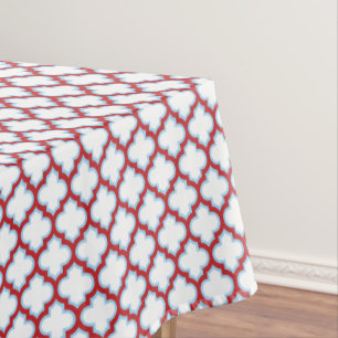 Nappe Trellis blanc et rouge, treillis, Quatrefoil