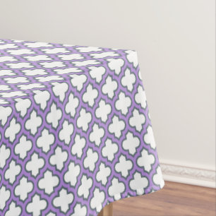 Nappe Trellis blanc et violet, treillis, Quatrefoil
