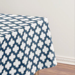 Nappe Trellis bleu blanc et marine, treillis, Quatrefoil