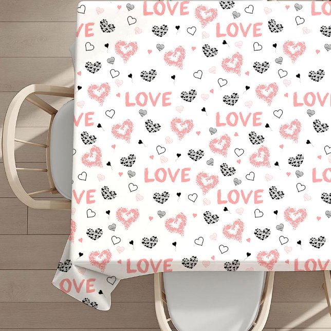 Nappe Trendy Sketch Style Heart Love Lettering Valentine (Sketch Style Hearts Love Lettering Valentine Tablecloth)