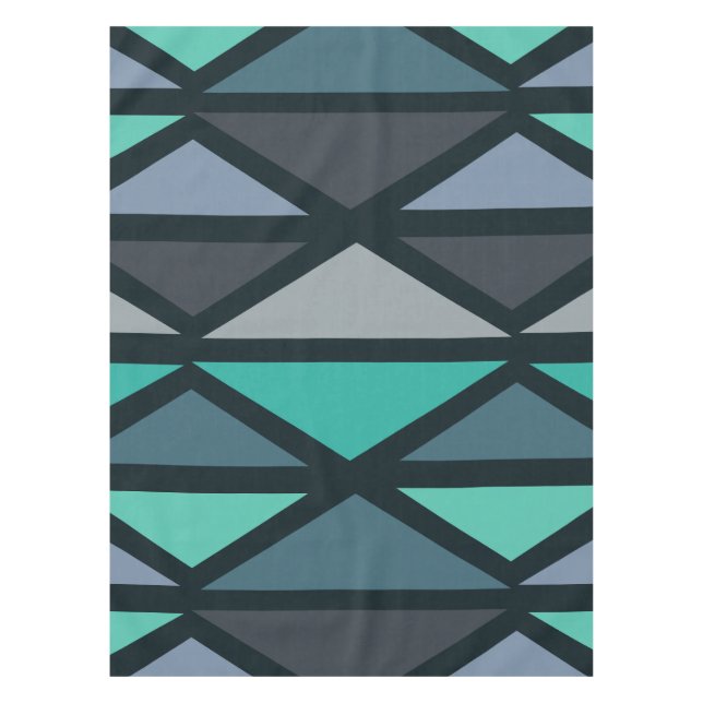 Nappe Triangles d'art géométrique rétro Turquoise noir (Devant)