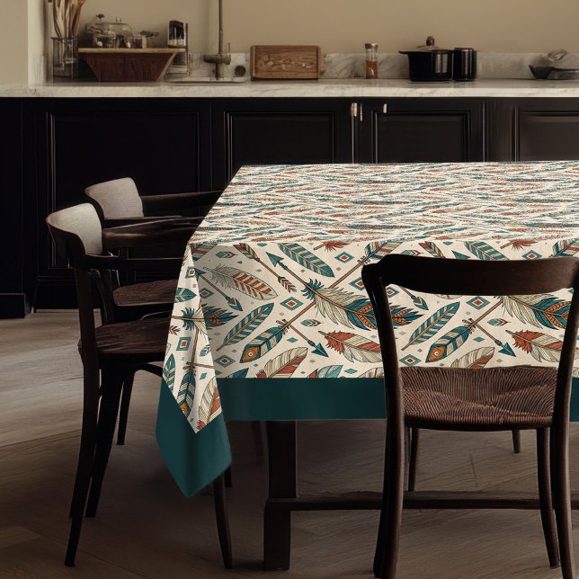 Nappe Tribale Terre avec Flèches et plumes (Earthy Tribal Tablecloth with Arrows and Feathers)