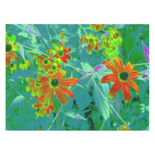 Nappe Trippy Jaune et Fleurs sauvages rouges sur Retro B