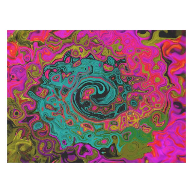 Nappe Trippy Turquoise Abstrait Retro Liquid Swirl (Devant (Horizontal))