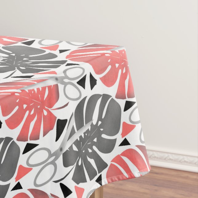 Nappe Tropical print monstera leaves scissors jungle exo (In Situ)